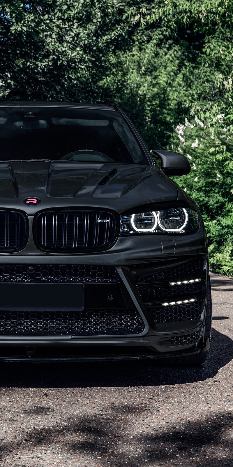 BMW X5 M, black, bmw, front view, luxury, modified, suv, tuning, vehicle, x5,  HD phone wallpaper