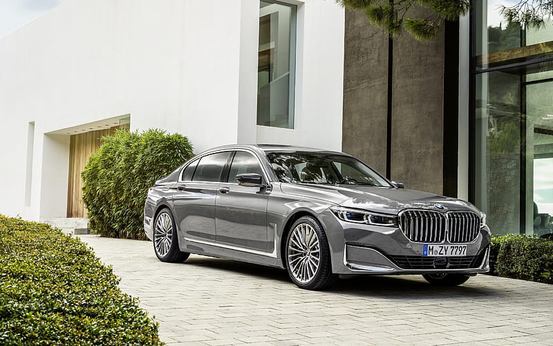 BMW 7, 2019, luxury sedan, front view, new silver 7-series, german luxury cars, 750Li, G12, G11, BMW, HD wallpaper