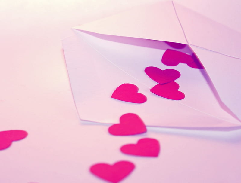 Valentine's Day, love, envelope, macro, letter recognition, corazones, mood, letter, HD wallpaper