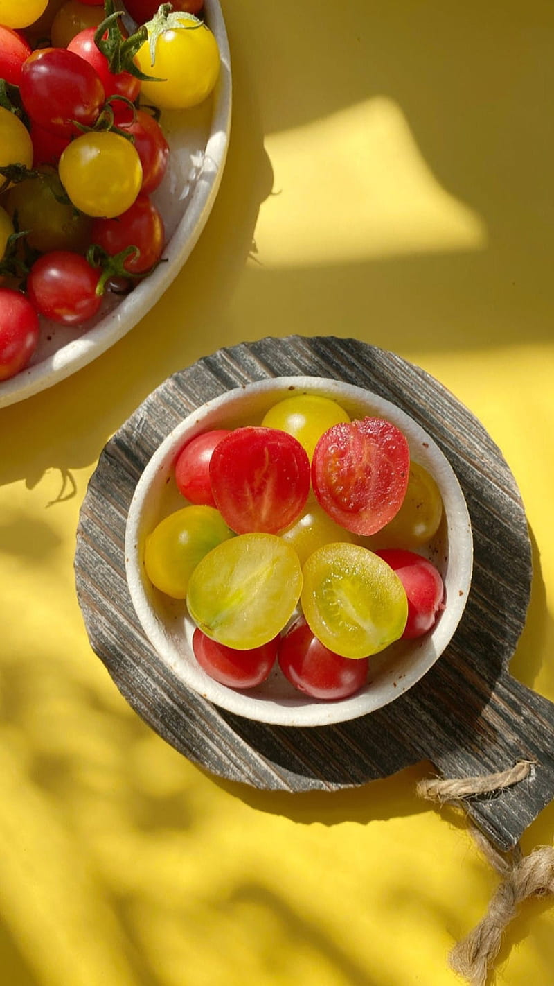 Tomatoes, food, good morning, morning, hoot, red, tomato, yellow, HD phone wallpaper
