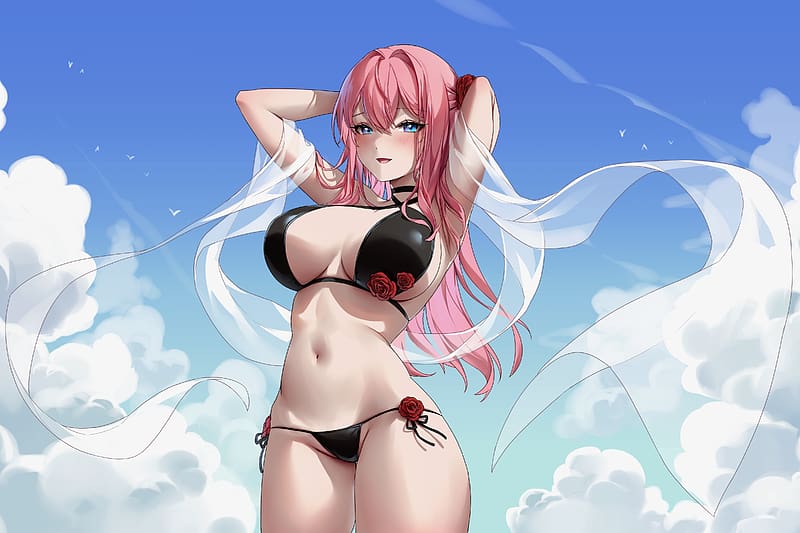 Anime Bikini Model, anime, ai art, model, abstract, redhead, bikini, HD wallpaper Anime Bikini Model, anime, ai art, model, abstract, redhead, bikini, HD wallpaper