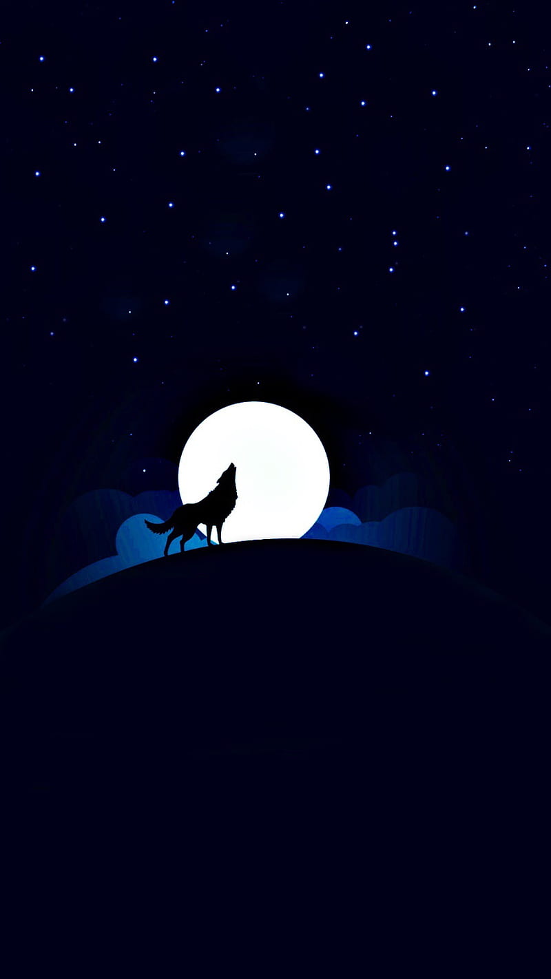Wolf by moon, night, HD phone wallpaper | Peakpx