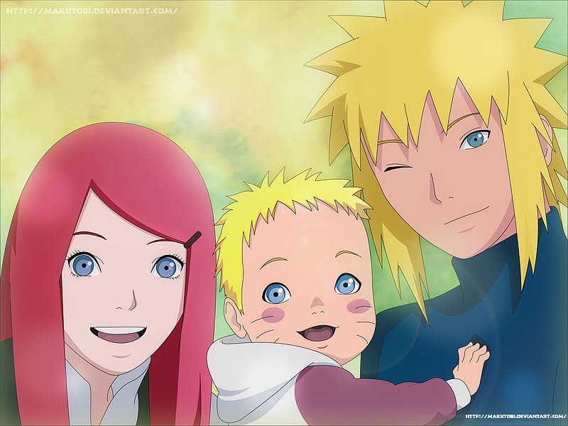 Anime, Naruto, Minato Namikaze, Naruto Uzumaki, Kushina Uzumaki, HD wallpaper