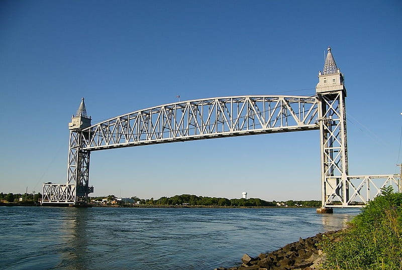 Cape Cod Railroad Bridge, railroad, train, bridge, canal, cape cod, bourne, mass, massachusetts, HD wallpaper