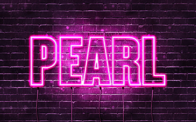Pearl with names, female names, Pearl name, purple neon lights, horizontal text, with Pearl name, HD wallpaper