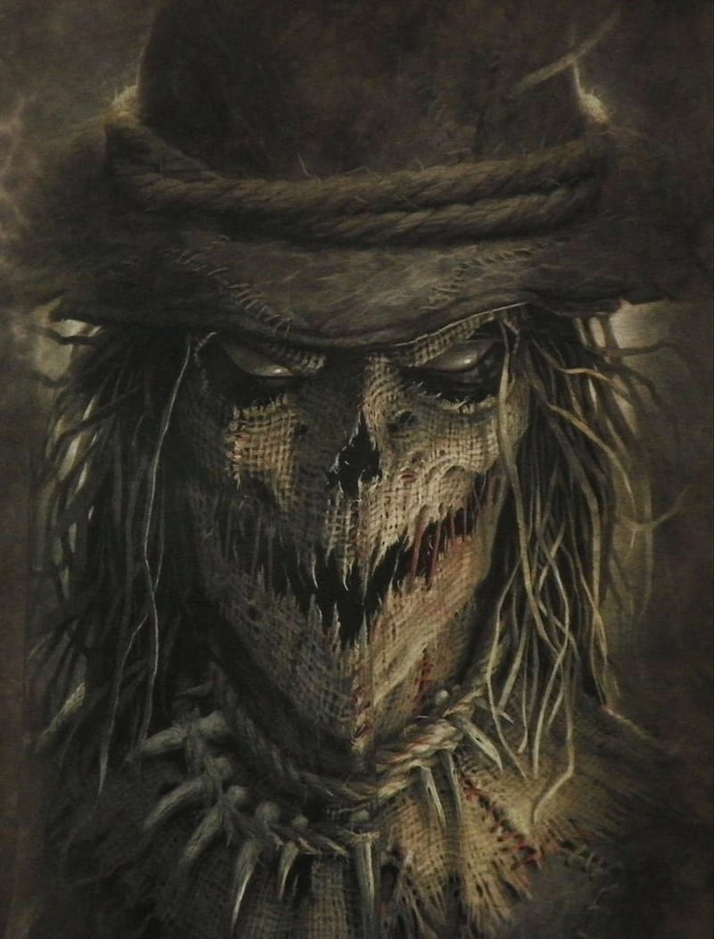 Scarecrow , dark, face, halloween, scary, HD phone wallpaper