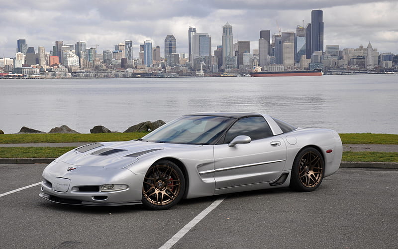 Chevrolet Corvette, front view, exterior, sports coupe, silver Corvette, american sports car, Chevrolet, HD wallpaper