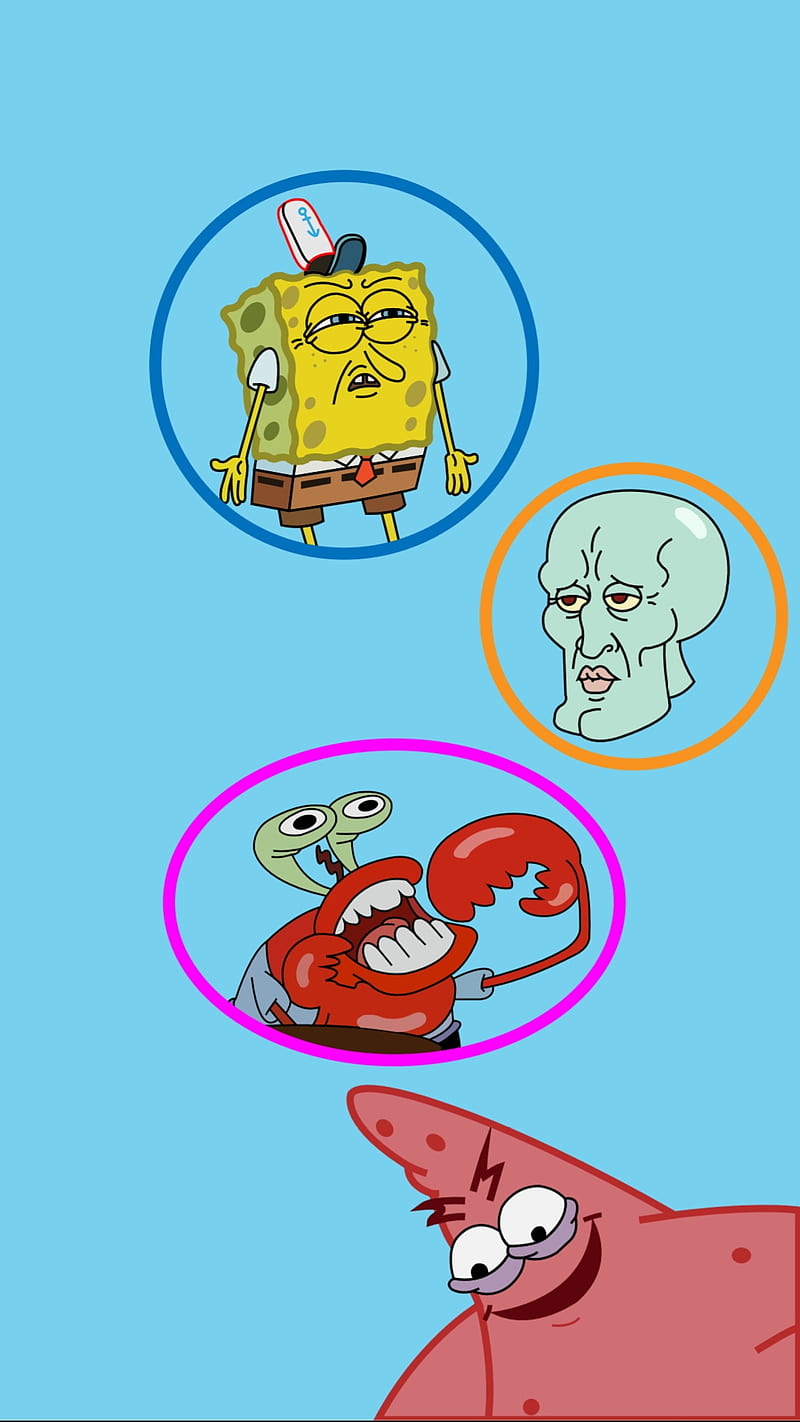 Spongebob, meme, cartoon, patrick, octo, mrcrabs, blue, stylish, HD phone wallpaper