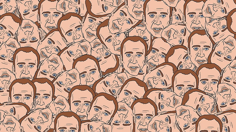 Nicolas Cage, pattern, texture, face, man, paper, pink, actor, HD wallpaper