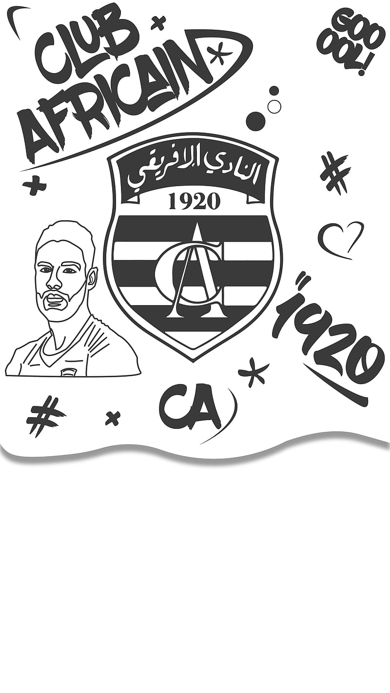 Club Africain, white, black, graffiti, light, 1920, tunisie, tunisia, HD phone wallpaper