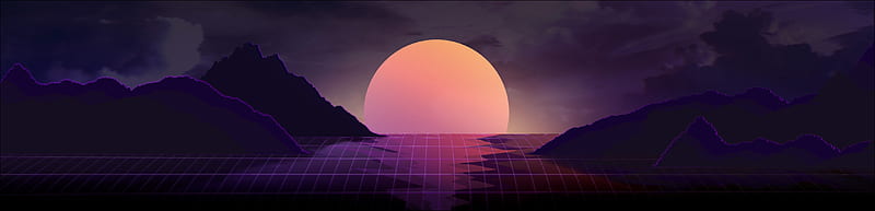 Vapor Wave Sunset , wave, sunset, artist, artwork, digital-art, minimalism, HD wallpaper
