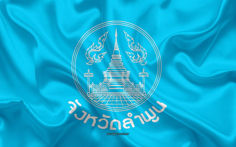 Flag of Lam Phun Province silk flag, province of Thailand, silk texture, Lam Phun flag, Thailand, Lam Phun Province, HD wallpaper