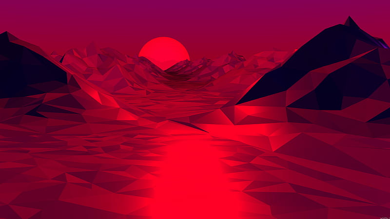 Low Poly Red 3d Abstract , low-poly, abstract, 3d, red, digital-art, HD wallpaper