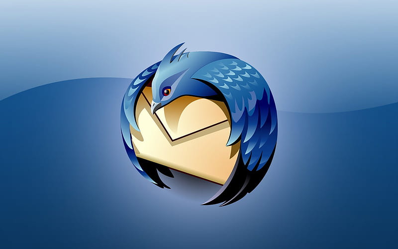 Mozilla Thunderbird logo, 3D art, creative, browsers, Mozilla Thunderbird, blue background, HD wallpaper