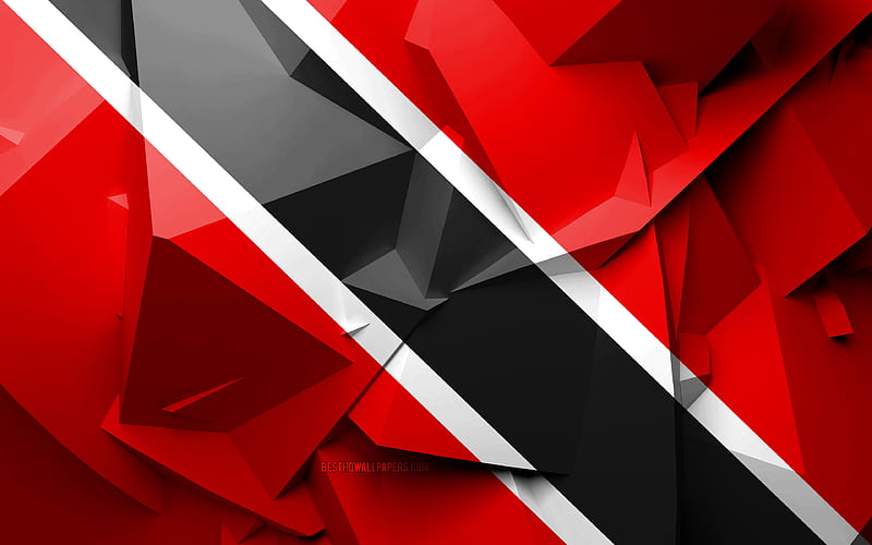 Flag of Trinidad and Tobago, geometric art, North American countries, Trinidad and Tobago flag, creative, Trinidad and Tobago, North America, Trinidad and Tobago 3D flag, national symbols, HD wallpaper
