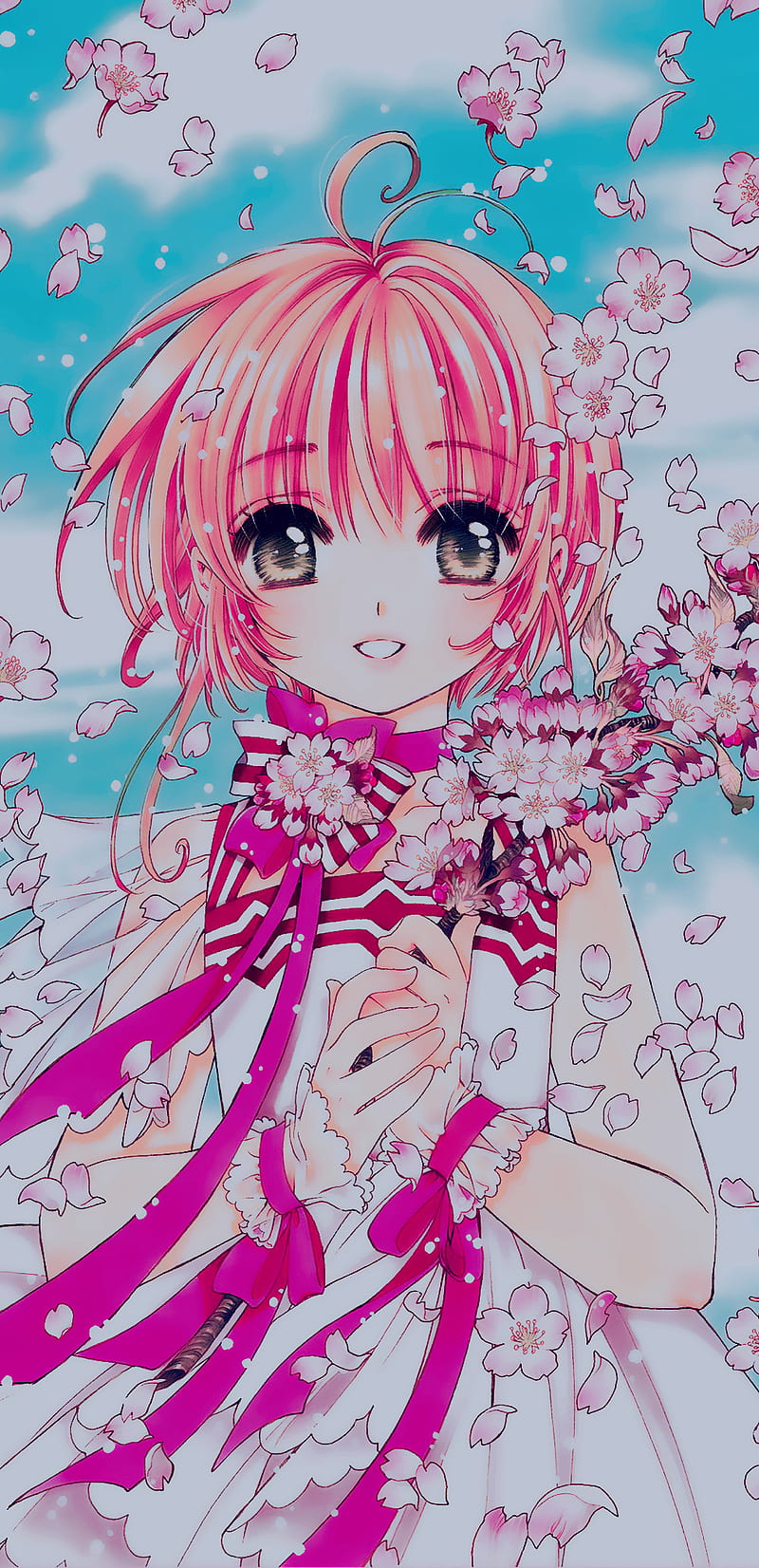 SWEET BLOSSOMS, anime, anime girl, card captor sakura, clamp, flowers, magical girl, manga, pink, sakura, HD phone wallpaper
