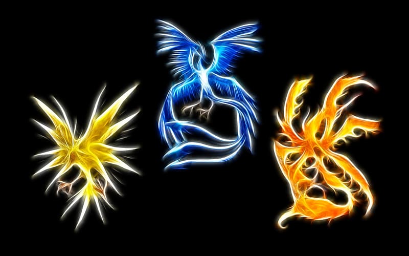 Glow, Wings, Pokémon, Tail, Video Game, Articuno (Pokémon), Zapdos (Pokémon), Moltres (Pokémon), HD wallpaper