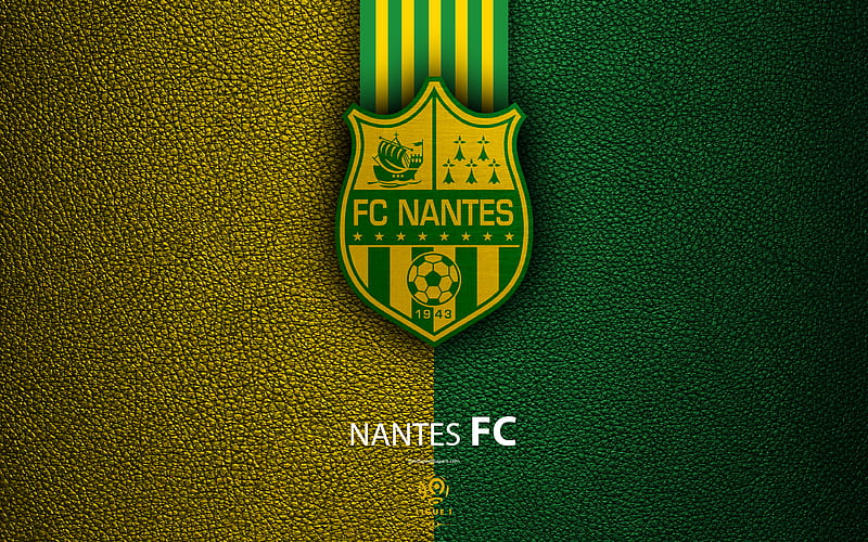 FC Nantes French football club, Ligue 1, leather texture, logo, emblem, Nantes, France, football, HD wallpaper