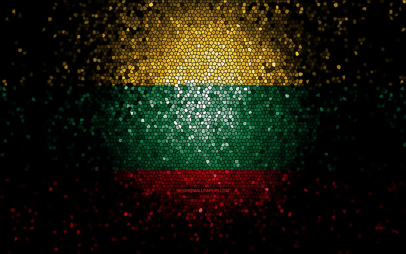 Lithuanian flag, mosaic art, European countries, Flag of Lithuania, national symbols, Lithuania flag, artwork, Europe, Lithuania, HD wallpaper