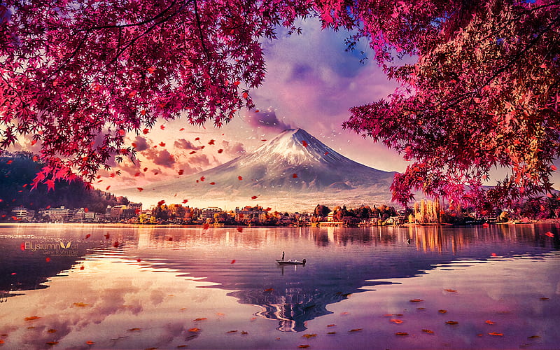 Mount Fuji autumn, mountains, Shizuoka, stratovolcano, Fujisan, Fujiyama, japanese landmarks, japan, Asia, HD wallpaper