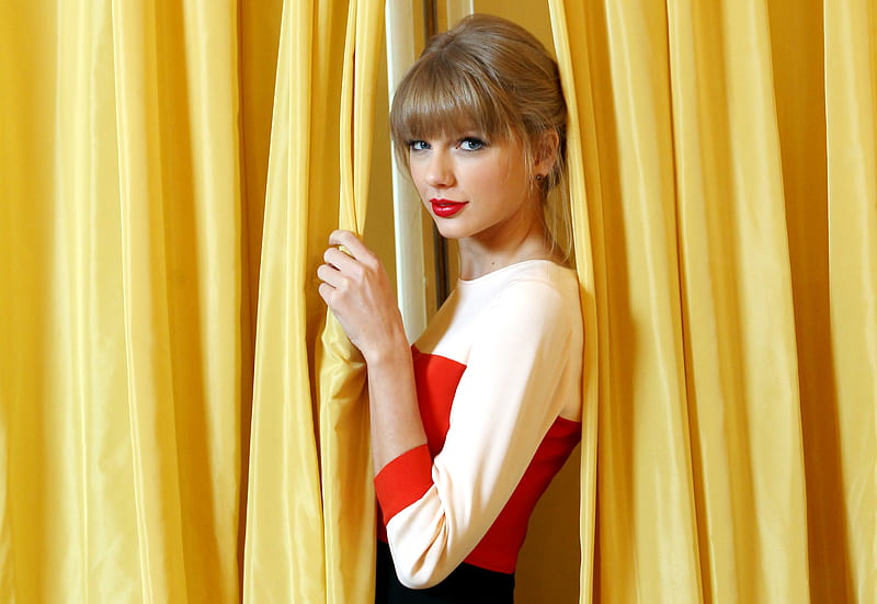 Taylor Swift Red Lips, taylor-swift, music, celebrities, singer, dress, HD wallpaper