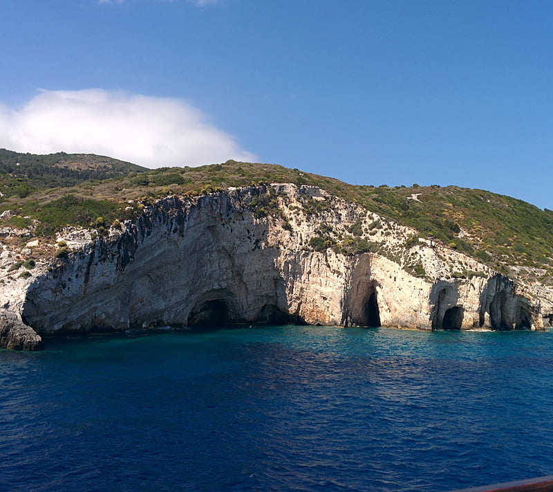 Blue caves zakynthos, blue caves, greece, holiday, HD wallpaper