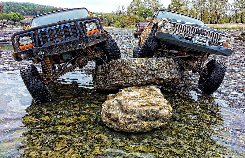 Double Flex, cherokee, rocks, xj, offroad, 4x4 jeep, r, flex, HD wallpaper