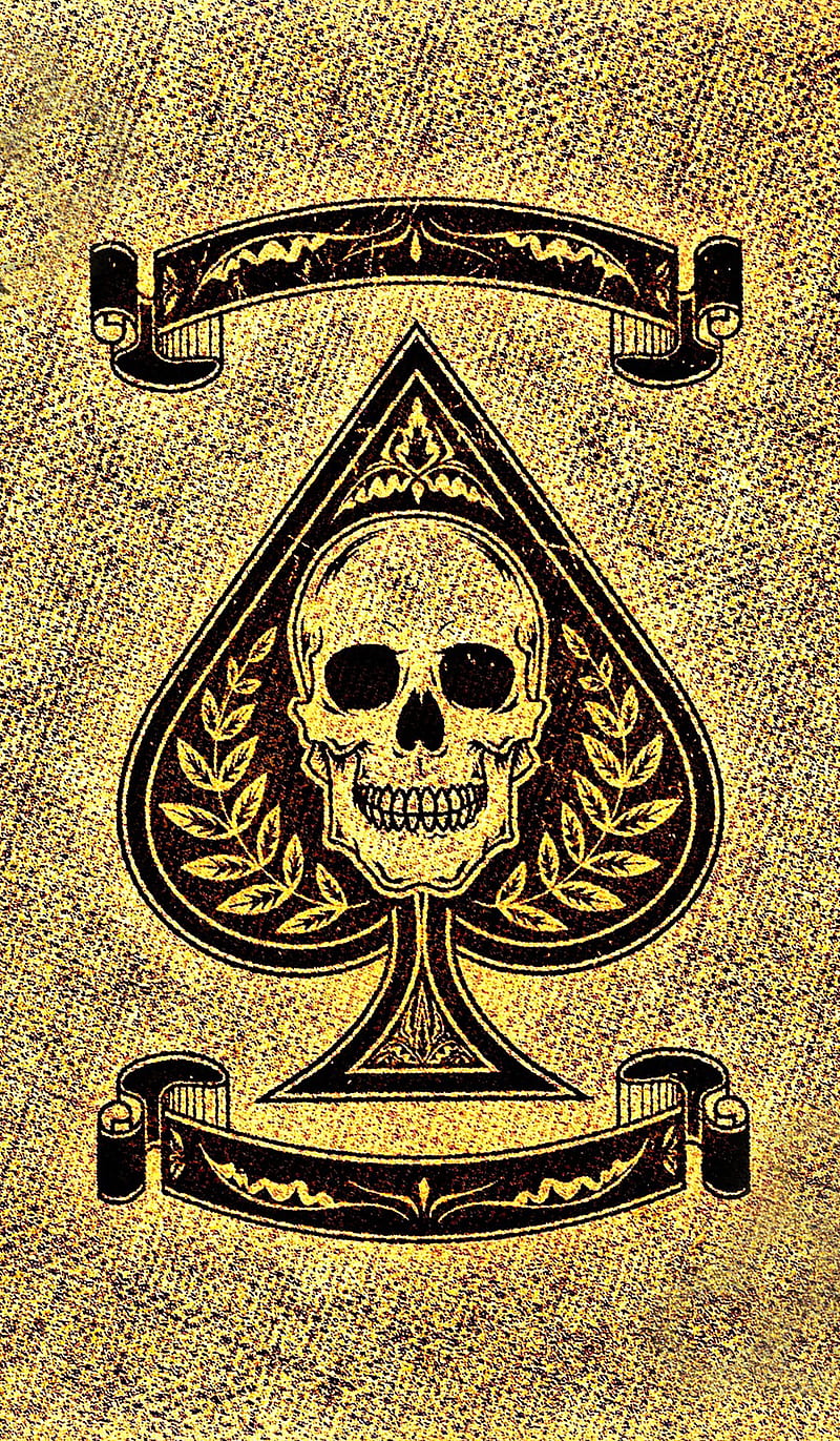 skull of spades, HI, card game, light, skeleton, spade, yellow, HD phone wallpaper