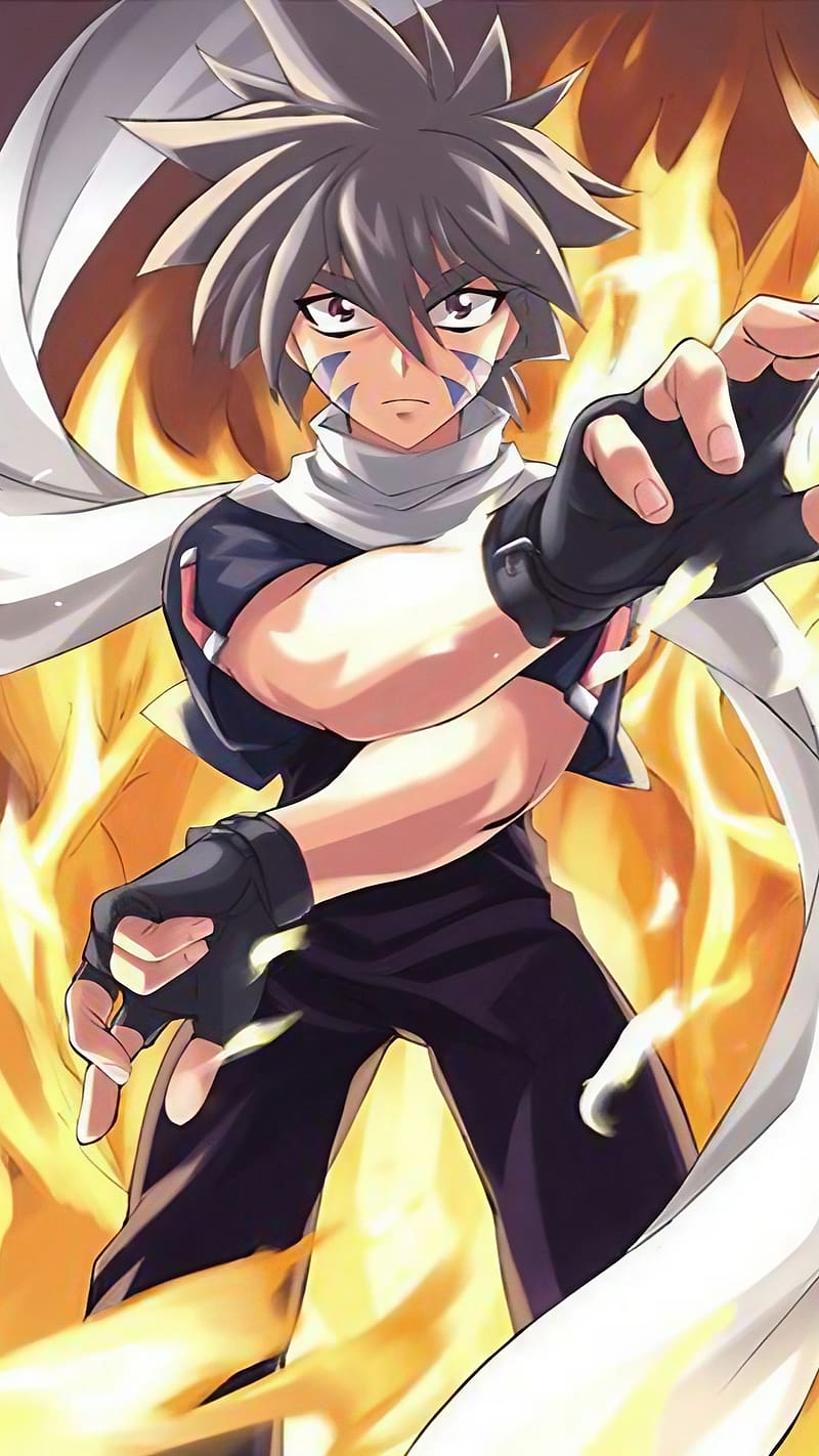 Beyblade Kai, Fire Background, kai hiwatari, anime, HD phone wallpaper
