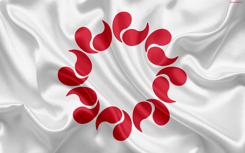 Flag of Saitama Prefecture, Japan silk flag, symbols, Saitama, emblem, symbols of Japanese prefectures, HD wallpaper