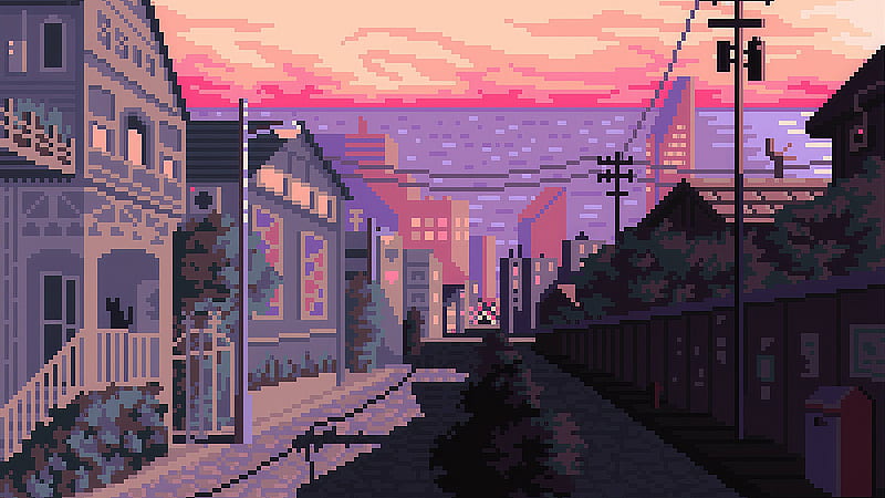 Late Afternoon Pixel Art , , Background, and, 384X2160 Pixel, HD wallpaper