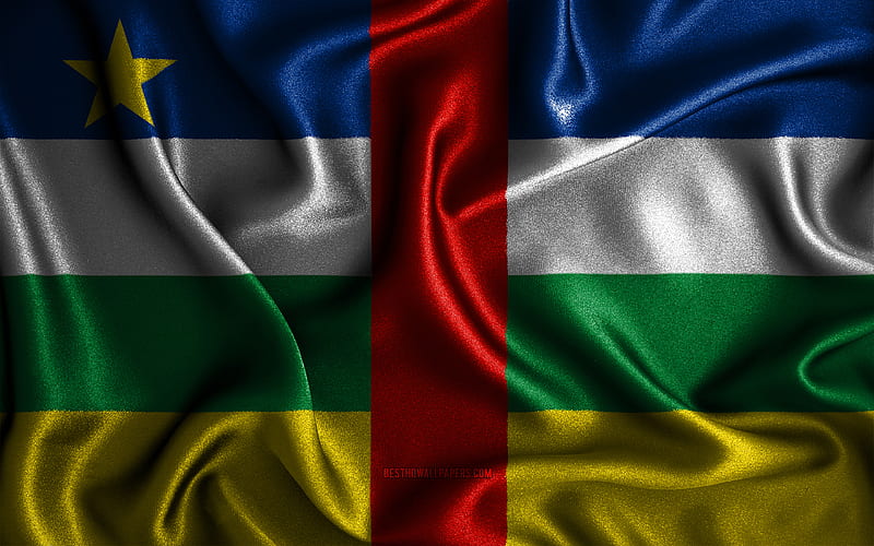 Central African Republic flag silk wavy flags, African countries, national symbols, Flag of Central African Republic, fabric flags, 3D art, Central African Republic, Africa, CAR flag, HD wallpaper