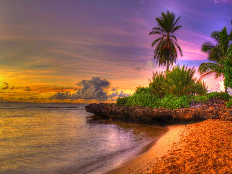 Sunset, glow, shore, bonito, clouds, sea, sunfown, beach, sunrise ...