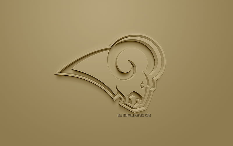Los Angeles Rams, American football club, creative 3D logo, golden background, 3d emblem, NFL, Los Angeles, California, USA, National Football League, 3d art, American football, 3d logo, HD wallpaper