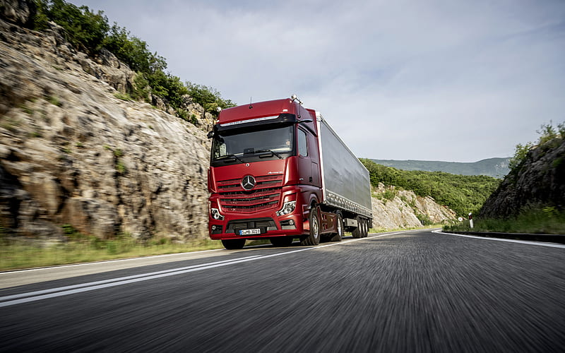 Mercedes-Benz Actros, 2019, new truck, 4x2, cargo transportation, cargo delivery, new red Actros, German trucks, Mercedes, HD wallpaper