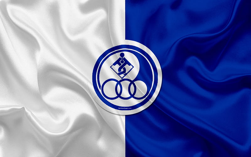 Esteghlal Khuzestan FC silk texture, logo, emblem, blue white silk flag, Iranian football club, Ahwaz, Iran, football, Persian Gulf Pro League, HD wallpaper