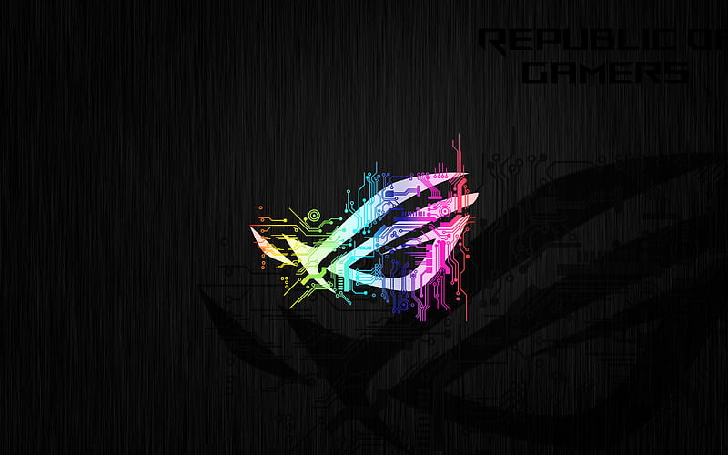 RoG, neon logo, black background, Republic of Gamers, abstract art, RoG logo, ASUS, creative, HD wallpaper