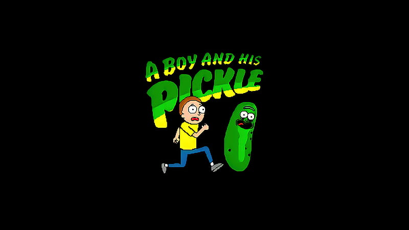 A Boy And His Pickle, rick-and-morty, tv-shows, minimalism, minimalist, dark, black, HD wallpaper