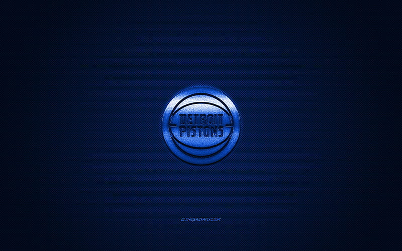 Detroit Pistons, American basketball club, NBA, blue logo, blue carbon fiber background, basketball, Detroit, Michigan, USA, National Basketball Association, Detroit Pistons logo, HD wallpaper