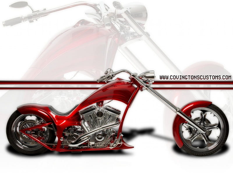 Covington Chopper, red, custom, chopper, motorcycle, HD wallpaper