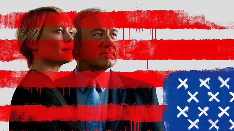 House of Cards, American TV series drama, USA flag, Kevin Spacey, Frank Spacey, Claire Underwood, Robin Wright, HD wallpaper