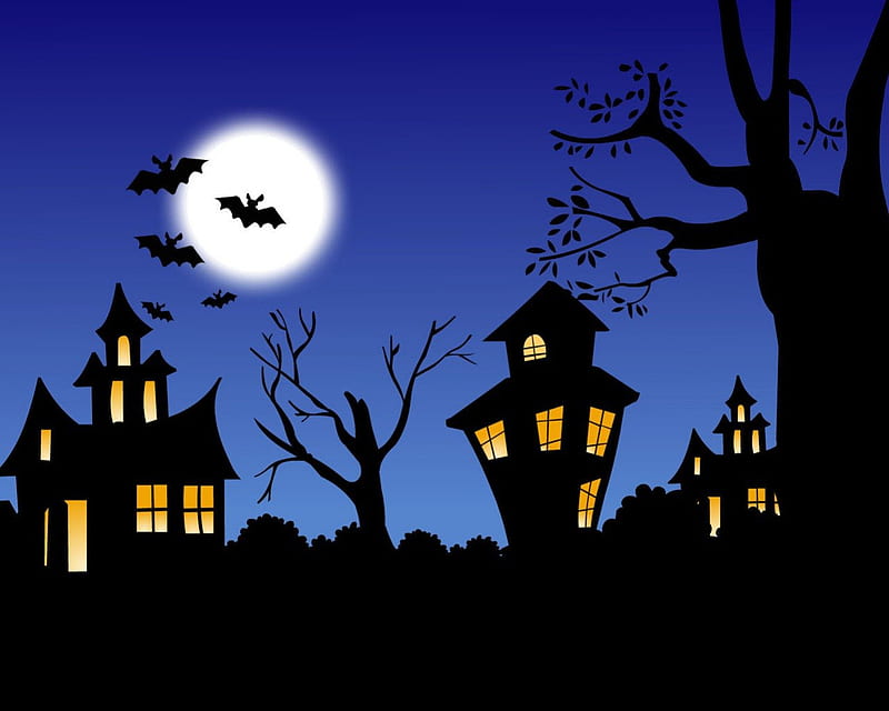 Halloween night, october 31, moon, halloween, night, HD wallpaper