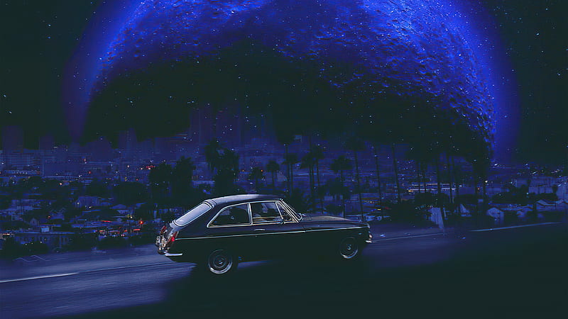 Night Ride In Blue Planet , artist, artwork, digital-art, HD wallpaper