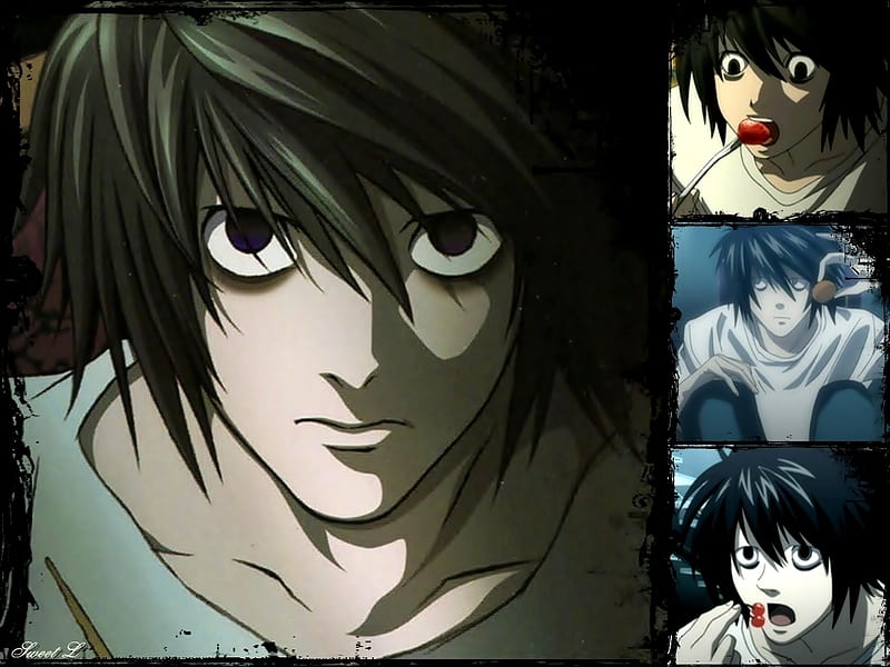 L/Ryuuzaki, l, death note, anime, sweet, HD wallpaper