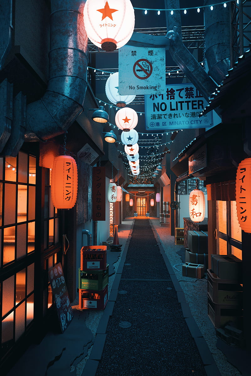 Japan Alley, alleyway, japanese, HD phone wallpaper