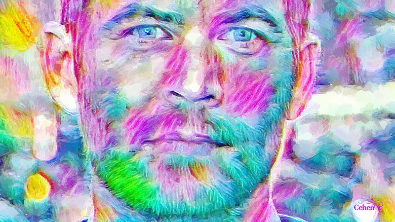 Paul Walker, colorful, art, yellow, man, cehenot, abstract, green, painting, face, portrait, pictura, pink, actor, blue, HD wallpaper