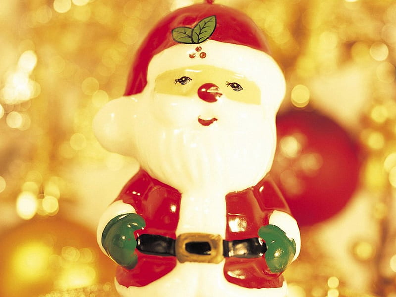 Santa Claus, cute, red, christmas, decoration, white, ornament, HD wallpaper