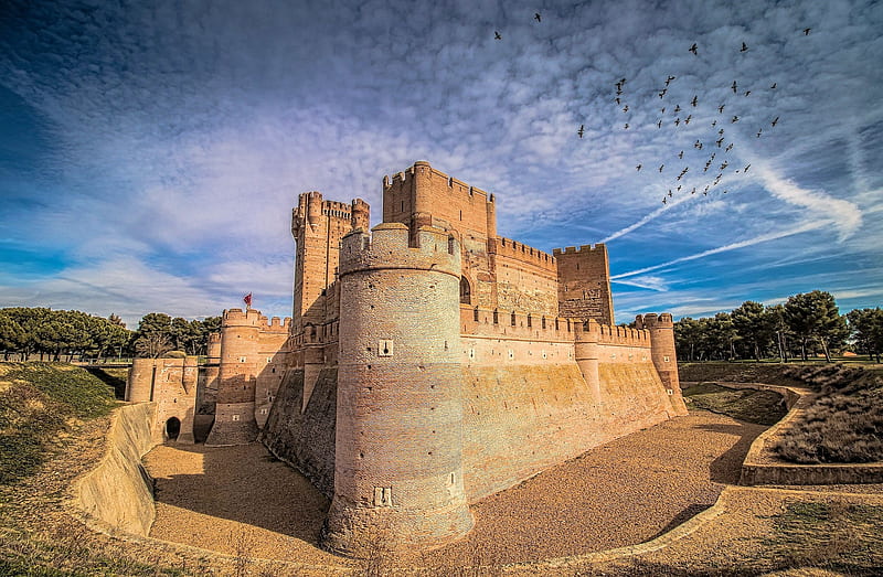 Castillo de la Mota, Spain, medina del campo, walls, Castle, valladolid, clouds, sky, HD wallpaper
