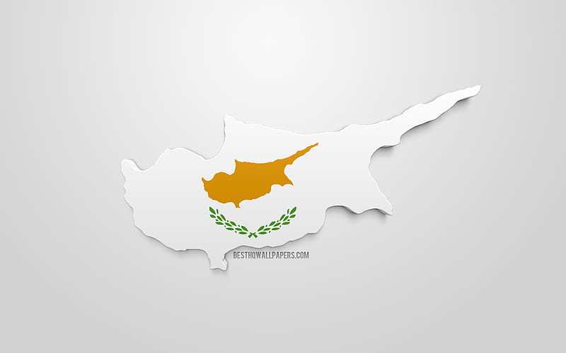 3d flag of Cyprus, map silhouette of Cyprus, 3d art, Cyprus flag, Europe, Cyprus, geography, Cyprus 3d silhouette, HD wallpaper