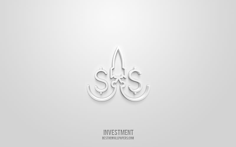 Investment 3d icon, white background, 3d symbols, Investment, Business icons, 3d icons, Investment sign, Business 3d icons, HD wallpaper